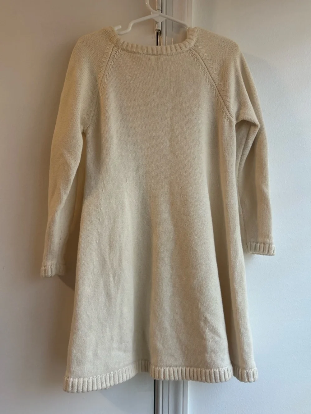 Hanna Anderson Storyteller Merino Wool Blend Sweater Dress Floral Cream Size 5